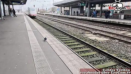 German Squirt Queen picked up at the train station by the user and fucked without a condom