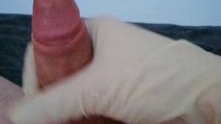 18 year old boy jerking off with lubed latex gloves