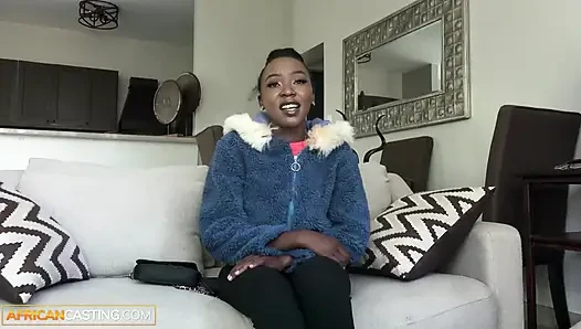 This HOMESCHOOLED EBONY TEEN said her parents were strict... ended up stretched wide on my couch