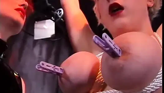 Titty tweezing and butt smacking between sluts