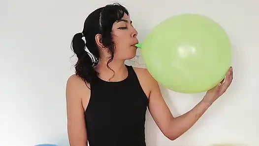 Petite Latina Looner Gets Colorful Balloon Therapy Massage
