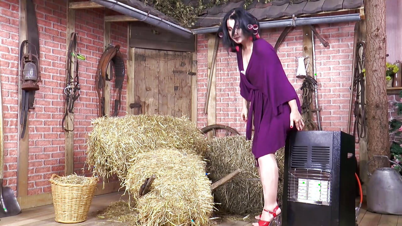 Hot anal sex with sexy brunette at the barn