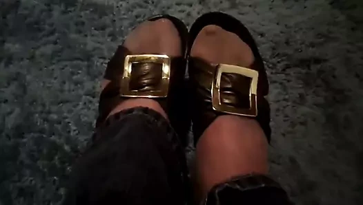 sandals nylons and jeans