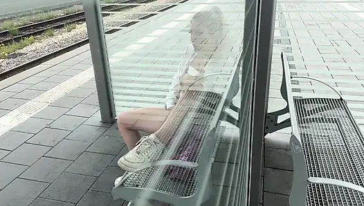 Horny slut makes it on the train track
