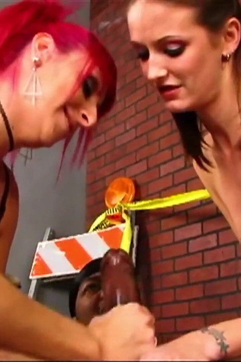 Beautiful and sexy brunette gets fucked in the street by a black cock and her friend