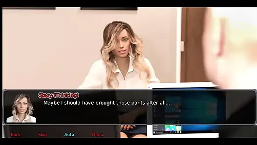 The office wife #2 Simon keeps looking up Stacy's skirt.