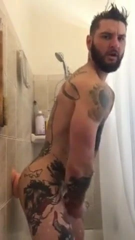 tattooed showering toy fun