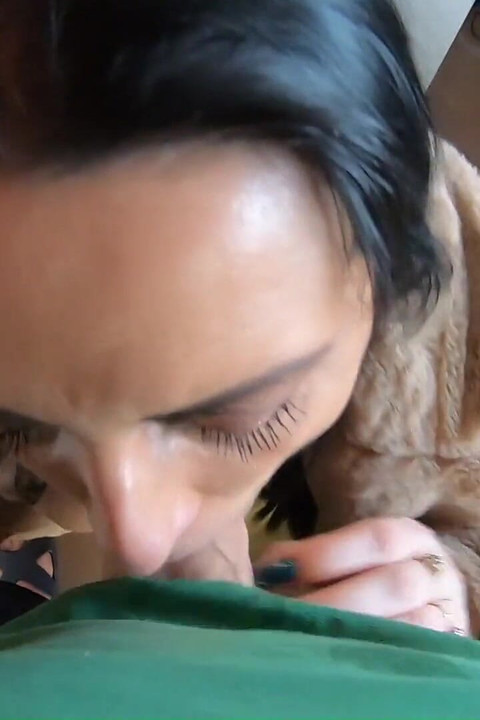 Golden Dress, Fur & Smoking - Hairy Pussy, Deep Blowjob & Hard Doggy on a Freezer