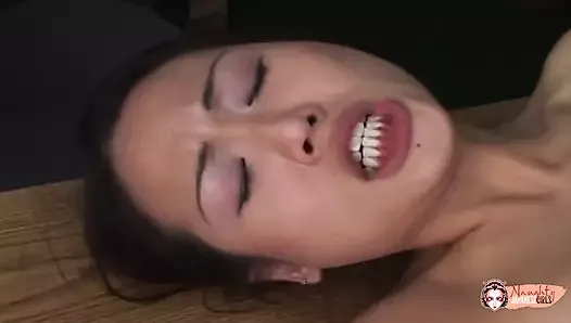 Showing a lot of talent for cum swallowing the Asian babe fucks her horny boss