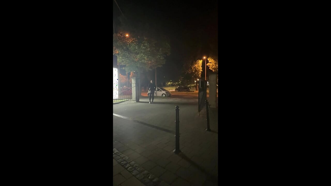 Sissy riding dildo outside