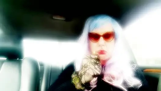 MATURE TG CD SMOKING MORES IN MY RIDE - LOTS OF DANGLING LONG CIGARETTES