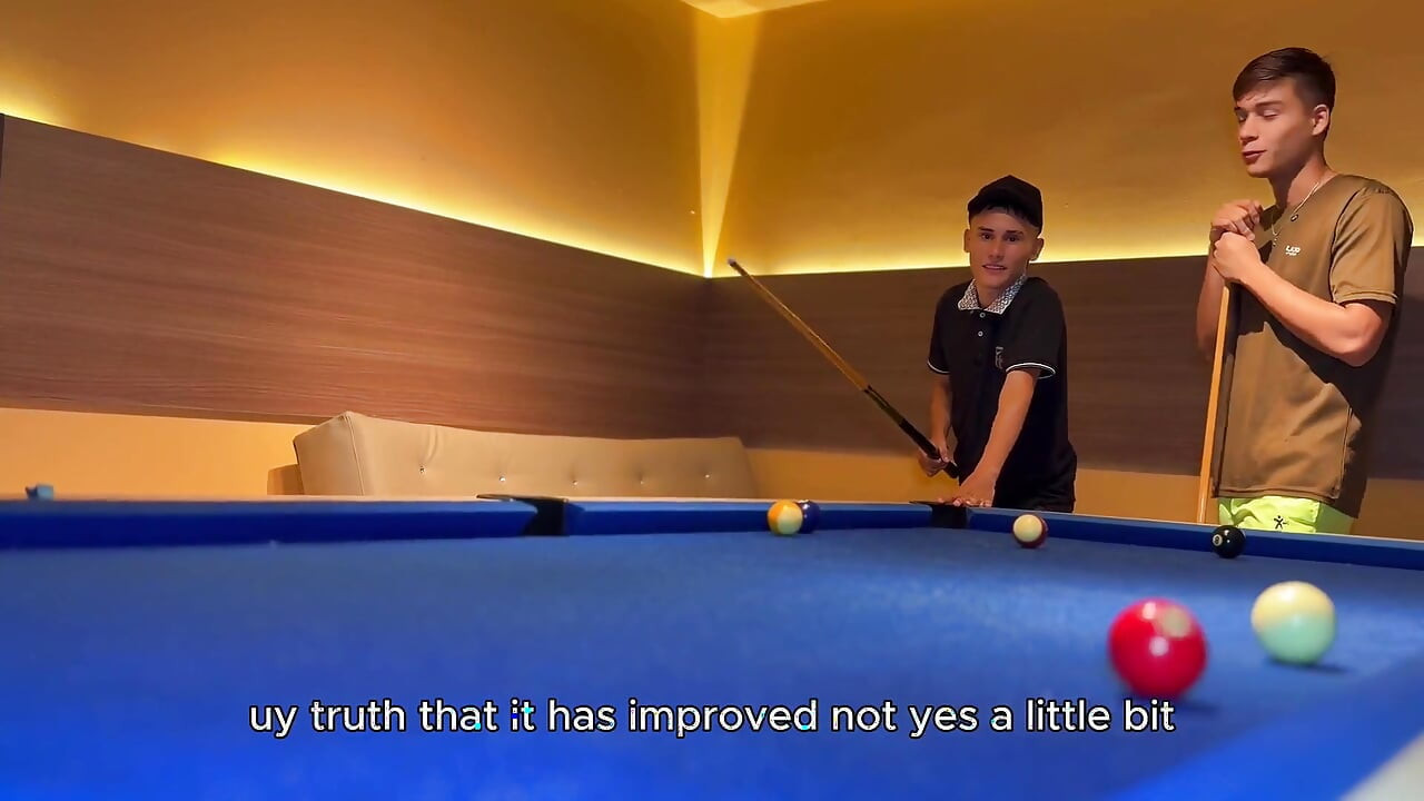 My Twink College Friend Asks Me to Teach Him How to Play Pool and His Pay Is a Hard Fuck Ending with Creampie