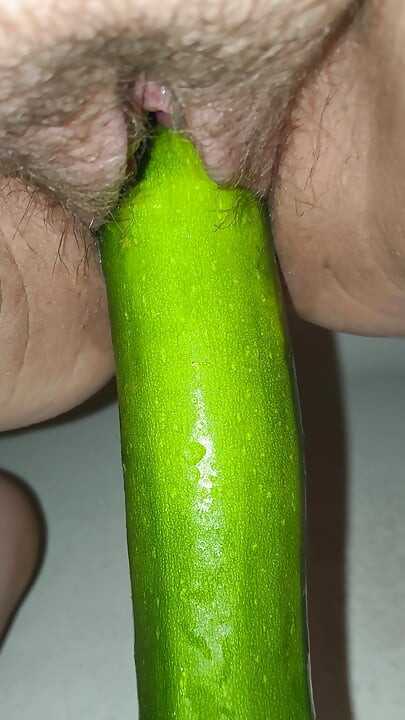 She wanted her tight pussy to play with cucumber and fuck
