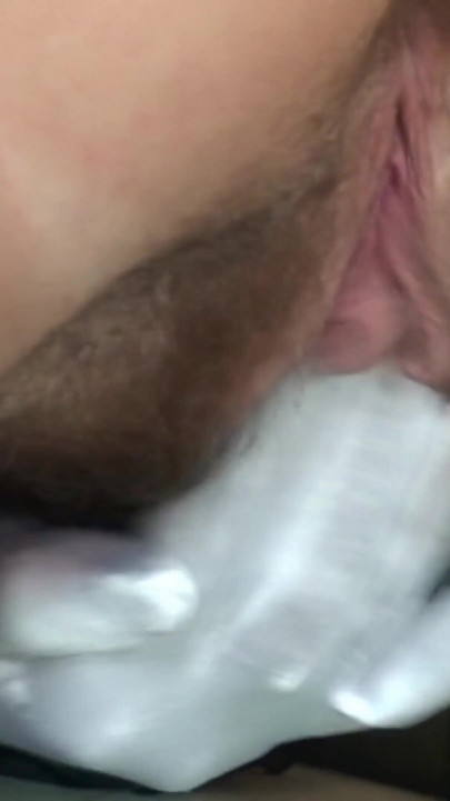 Sexy brunete woman Celine Ferari wanks her hairy pussy at home | Clip 3