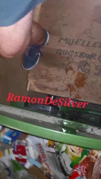 Master Ramon quickly pisses in the bin