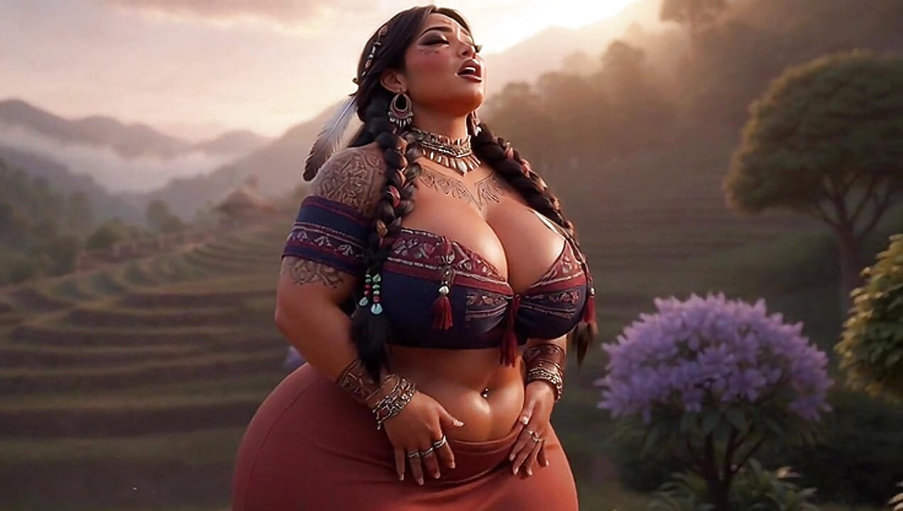 Curvy Indigenous Tribal BBW Strips & Shows Massive Tits in Sunset Village