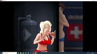 Getting a wet blowjob from the swimming teacher, I cum in the blonde's mouth -SummerTimeSaga