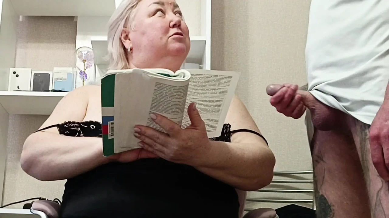 jerking off a dick, fucking a neighbor in her mouth and cumming on her big tits