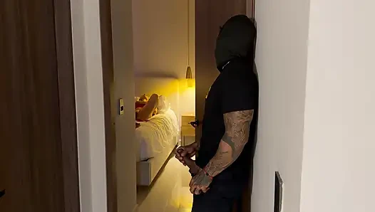 Thief breaks into blonde girl's house and fucks her until he ends up inside her