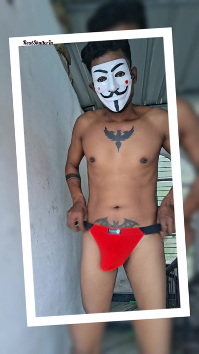 Open cock in red thong