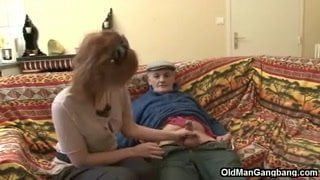 Old man loves sharing hot pussy