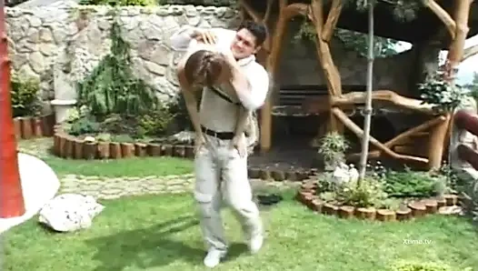 Blonde with a stunning round ass, ass fucked by a big cock