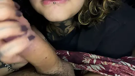 I give my stepbrother a delicious blowjob until he cums in my mouth