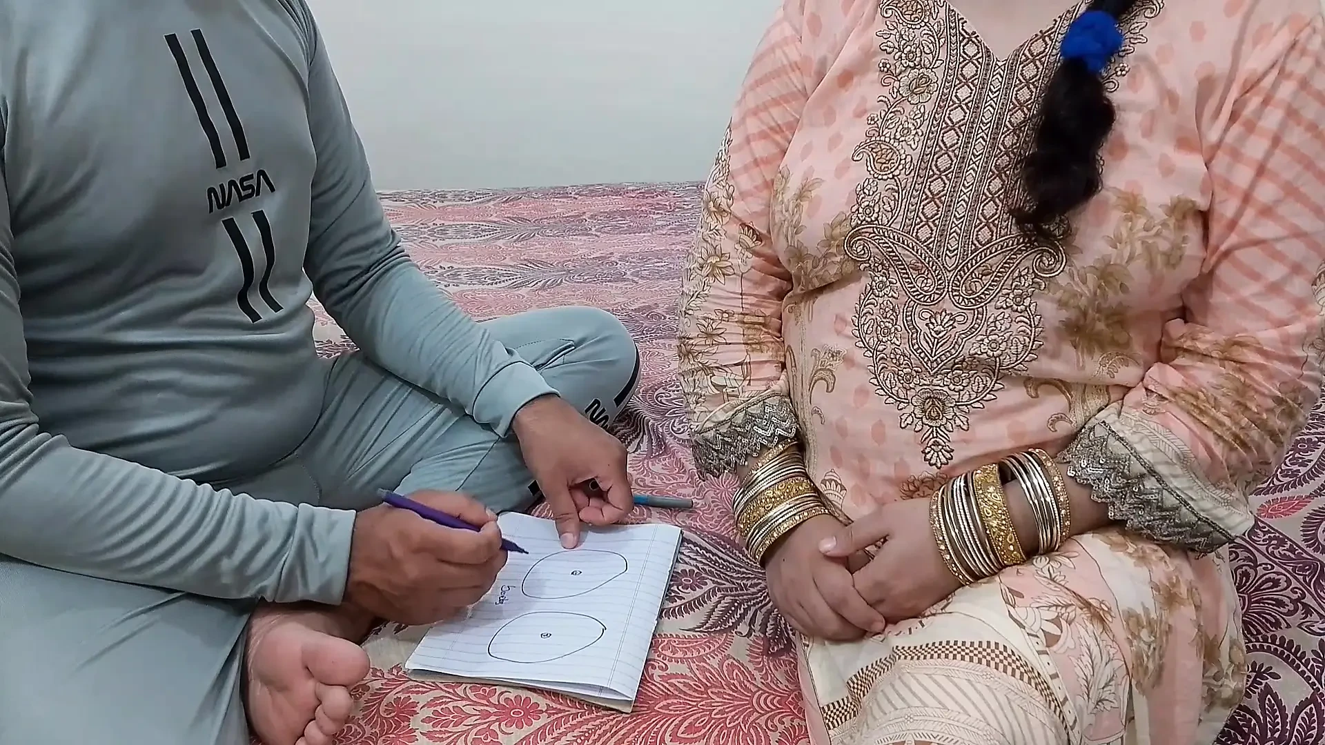 hot indian stepmom helps stepson draw a drawing