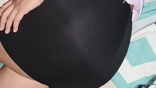 A busty Asian auntie is having a great time getting fuck hard, with the guy pulling out to cum because of the fear of pregnancy
