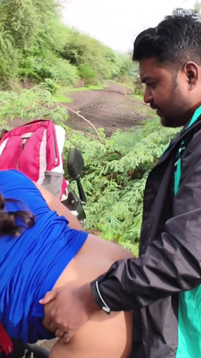 Desi Indian Marathi Kavita bhabhi ( Vahini ) fuck outdoor in jungle in doggy style with blue sexy dress and dirty blowjob | Clip 1