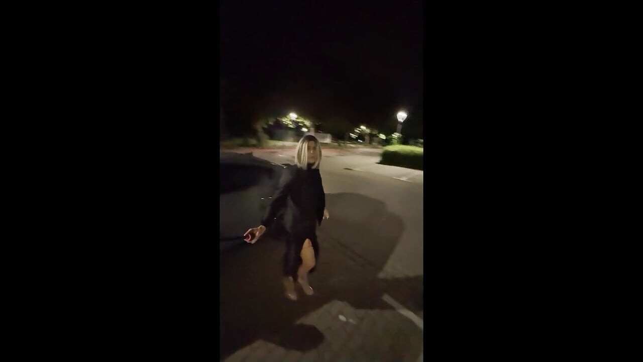 Sissy Walks Outdoors in Her Sexy Outfit