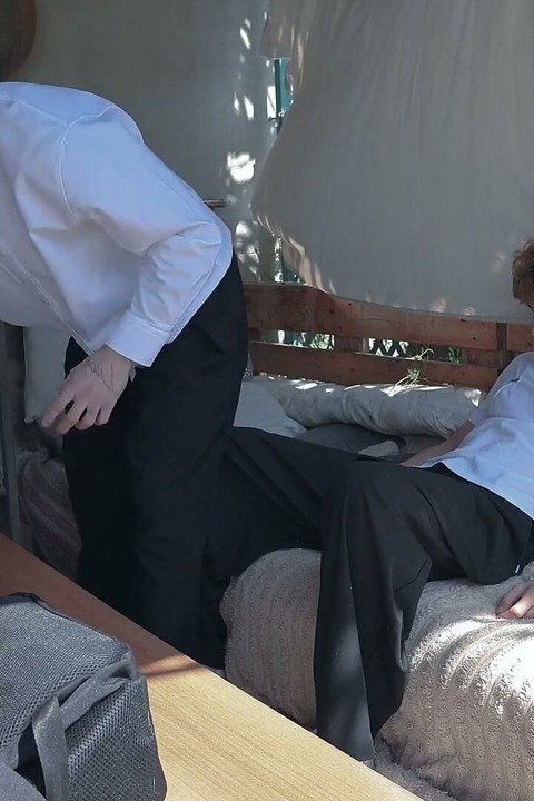 Two College Students Suck Each Other Outside Then One Fucks the Other’s Smooth Ass at Home