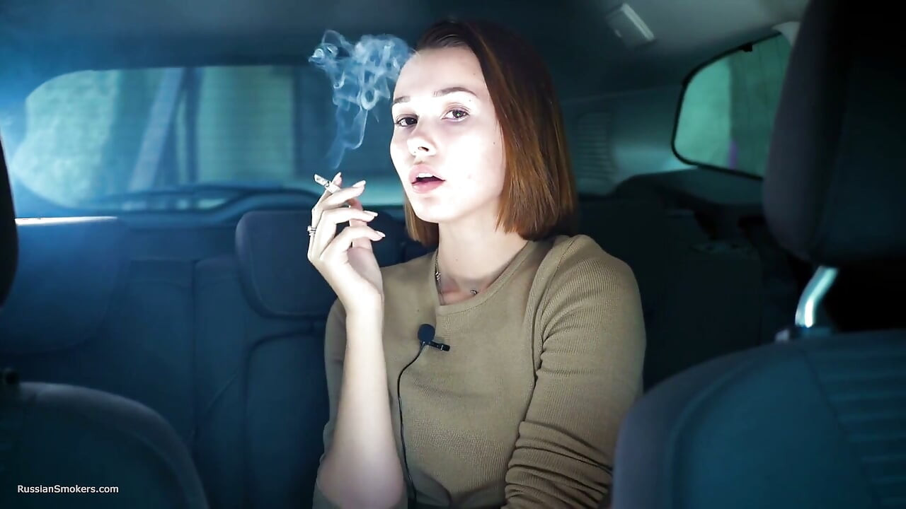 Sexy Russian Babe Smoking Cigarette Natural Setting