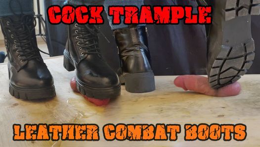 Schiaccia il suo cazzo in stivali da combattimento in pelle nera - cbt bootjob con tamystarly - ballbusting, dominazione femminile