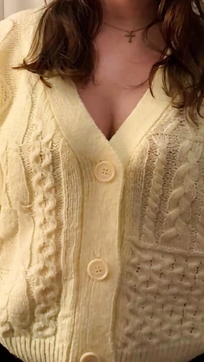 My 36f owner demanded I play with my boobs at home and in public in fetish sweaters. I gladly obeyed her massaging my big tits