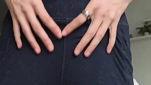 Braless Nipples through white shirt Leggings Strip to Rear Pussy Spread