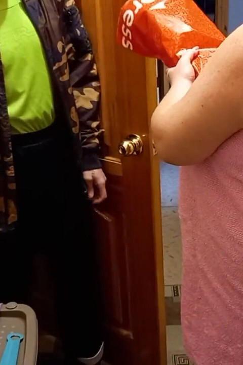 Doggy-style sex and blowjob to a courier