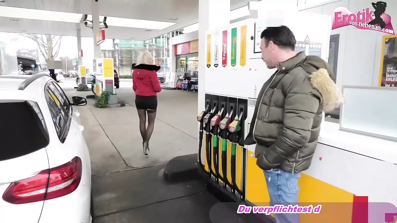 German blonde teen bitch pick up at gas station and fuck