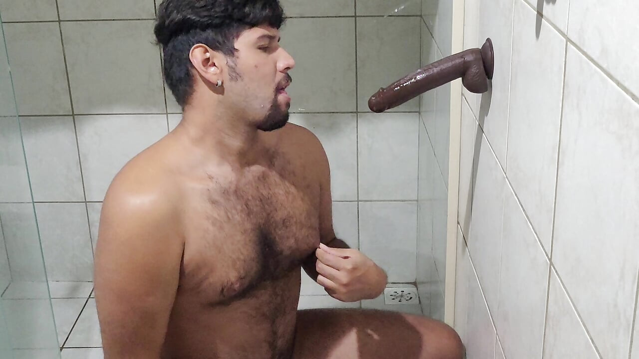 Trying the first dildo I got from a client - deep gagging & drooling mess