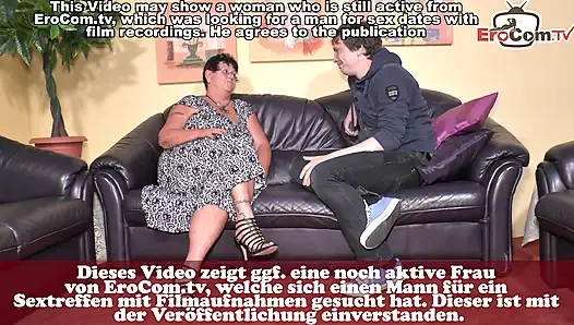 Fat old German stepmom fucks with her stepson