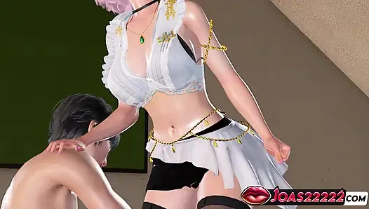 Elise - çoraplı ateşli pembe saçlı anime kız inleyerek g noktası stimülasyonu, ıslak olana kadar dildo mastürbasyonu ve amcık yalama