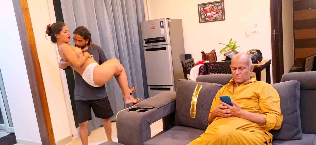 An Indian desi boy invites his lover home for the first time and shares a romantic moment in front of his stepfather.