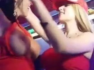 Girls play with Boobs in the club