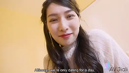 POV-date mit rauchend heißem brünettem schätzchen, Jiaxin