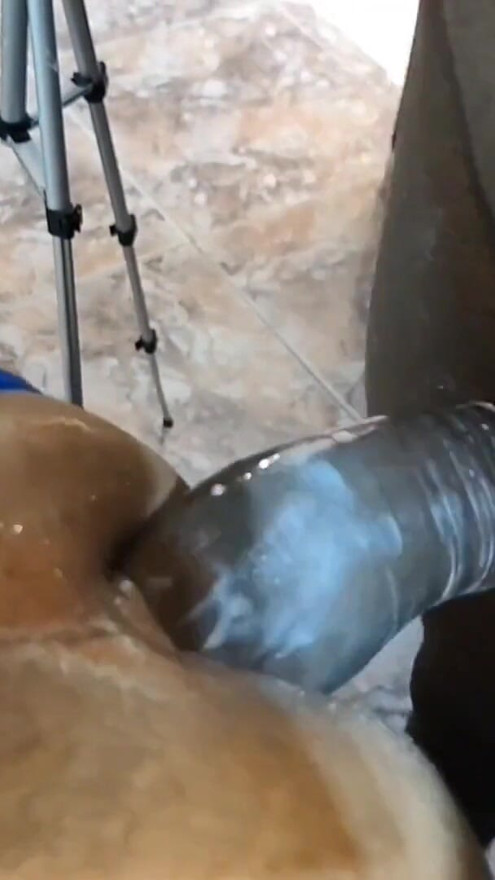 My neighbor puts me on all fours with one blue woman's thread and puts his huge thick black come on. | Clip 1