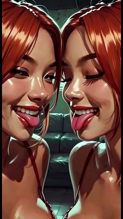 Fofas lésbicas língua e beijo fetiche, ai animation