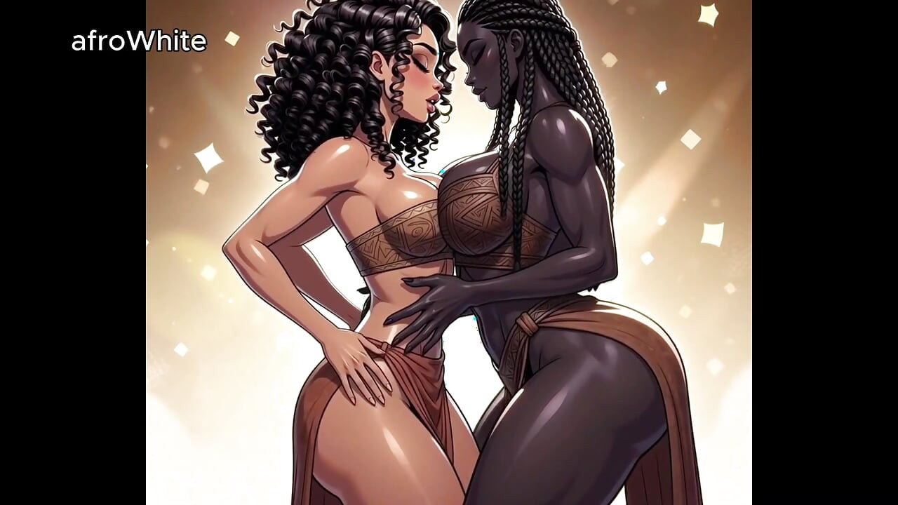 AI Generated - Hentai cartoon animated anime african american black ebony european trans goddess stripper fucks step sister raw