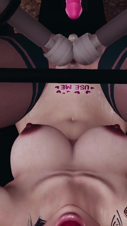 Rosalynn în animație 3D mașină de futut - muls de țâțe mari cu sfârcuri, penetrare cu vibrator mare în pizdă strâmtă, cur strâmt | Clip 1