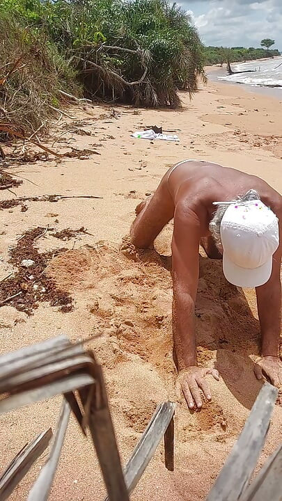 Ladysilva femboy on the beach wearing panties showing off her hot big ass