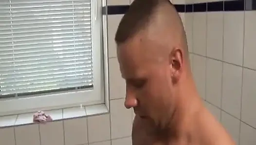 Blonde Fake-tit Slut Sucks and Rides Bald Muscle Dick Ballsdeep